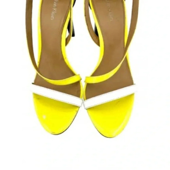 CALVIN KLEIN |Narella Yellow/White/Black Patent & Suede Stiletto Heels Size 7.5M - Picture 8 of 10